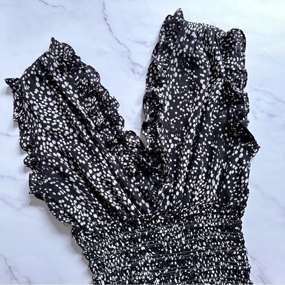 NWT Max Studio London US M Smocked Dot-Print Jumpsuit - Picture 5 of 15